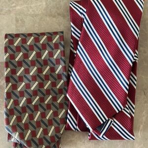 Elegant Red and Blue Striped Tie Set